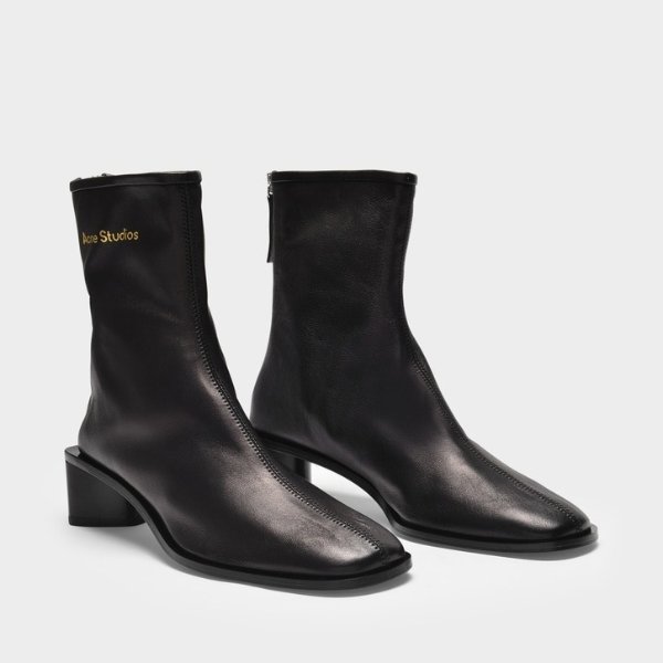 Ankle Boots Bertine in Black Leather