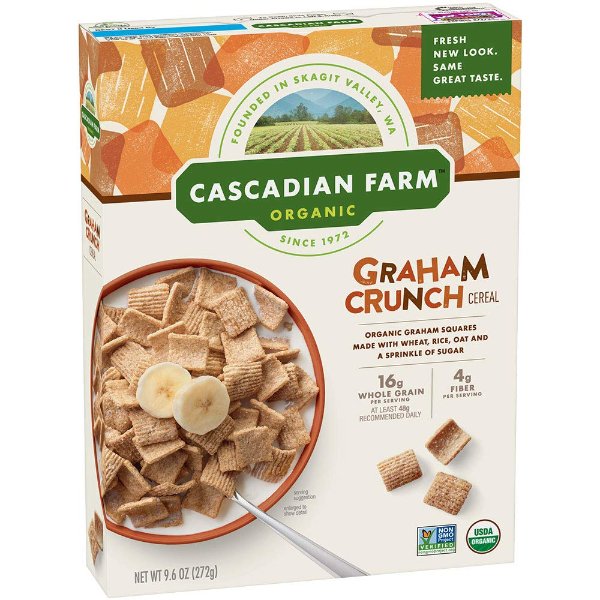 Cascadian Farm 有机全麦方形麦片 9.6oz 健康早餐好选择