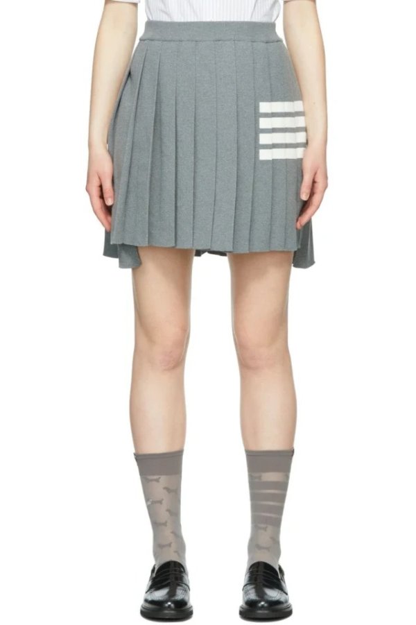 Grey Cotton Miniskirt