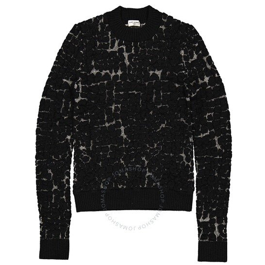 Textured Wool-blend Mosaic-effect Crewneck Sweater