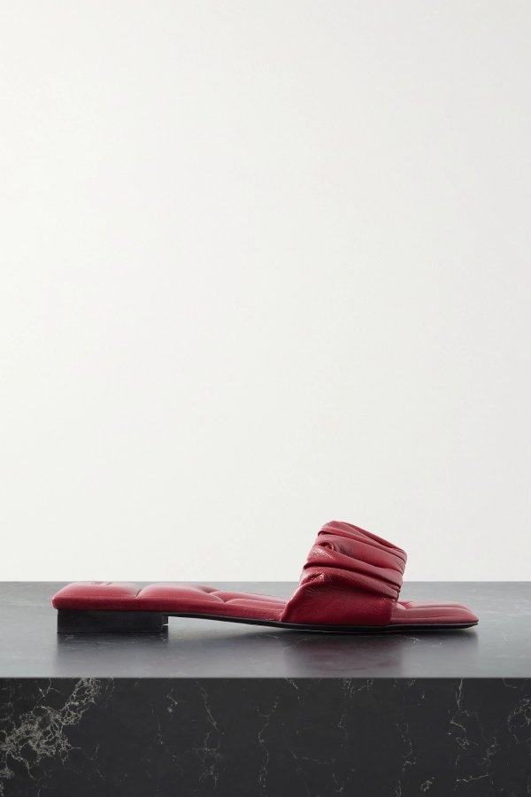 Crete ruched leather slides