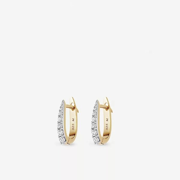Pave Claw 18ct gold-plated vermeil sterling silver and cubic zircona huggie earrings