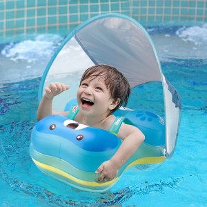 宝宝充气游泳圈带遮阳篷 小宝贝开心玩水玩起来
