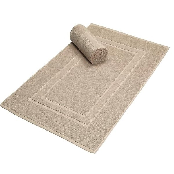 Premium Cotton 20x32 inch 2-Pack Bath Mats - 100% Ringspun Cotton - Luxury Hotel & Spa Quality - 800 GSM - Durable Soft Highly Absorbent - Machine Washable - Tan