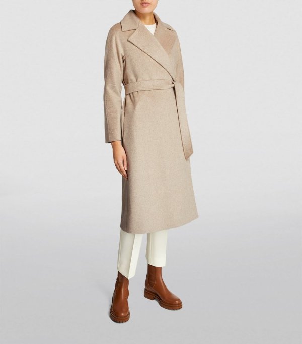 Cashmere-Wool Belted Wrap Coat