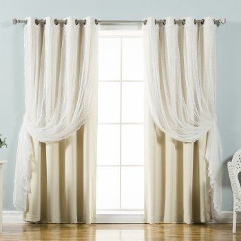 Best Home Fashion Dotted Tulle Blackout Mix & Match Curtain Panels - Set of 4
