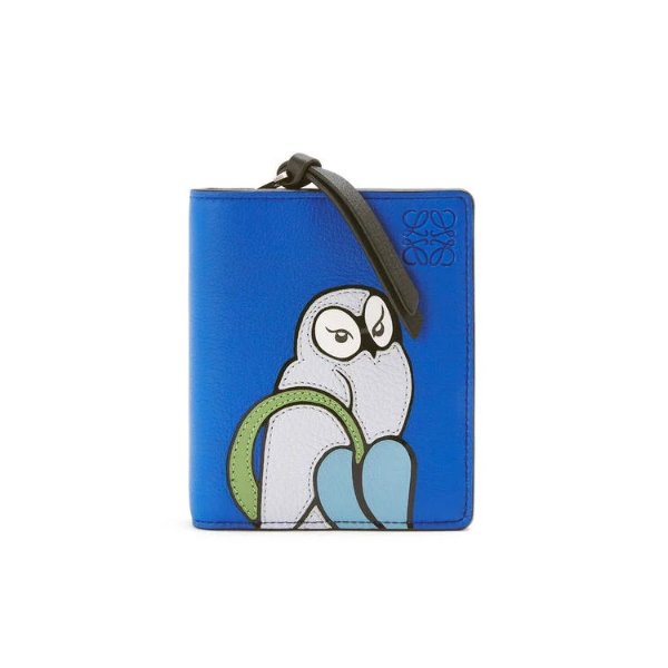 Owl compact zip wallet in classic calfskin Royal Blue - LOEWE
