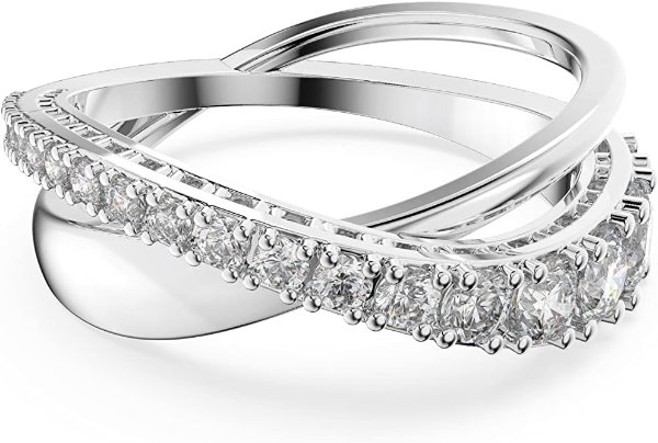 Twist Crystal Ring Jewelry Collection, Rhodium Tone Finish