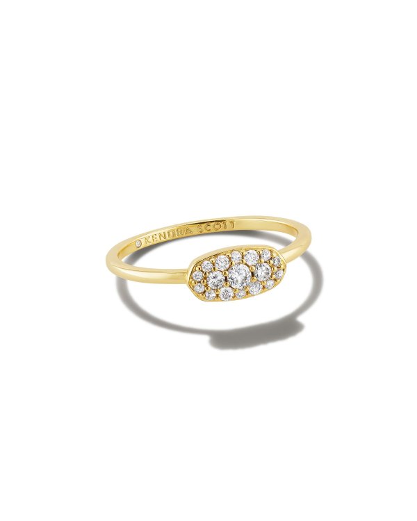 Grayson Gold Band Ring in White Crystal