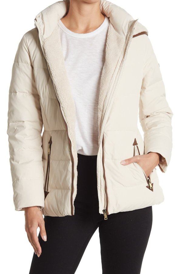 Faux Fur Lined Hooded Down Jacket