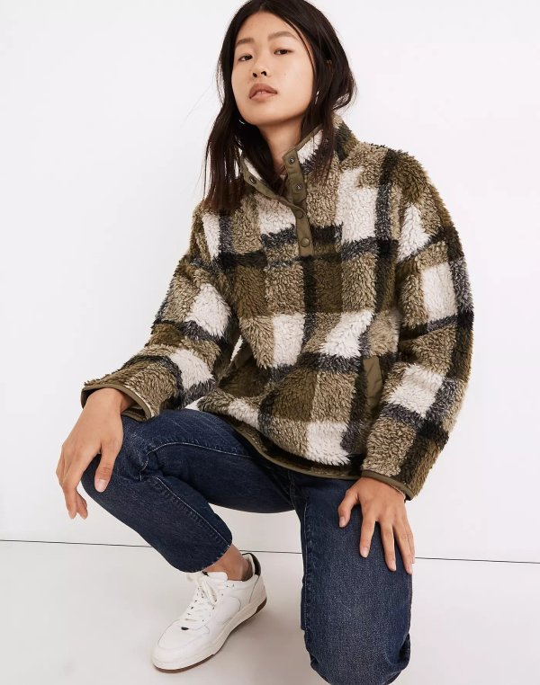 (Re)sourced Sherpa Popover Tunic Jacket in Plaid