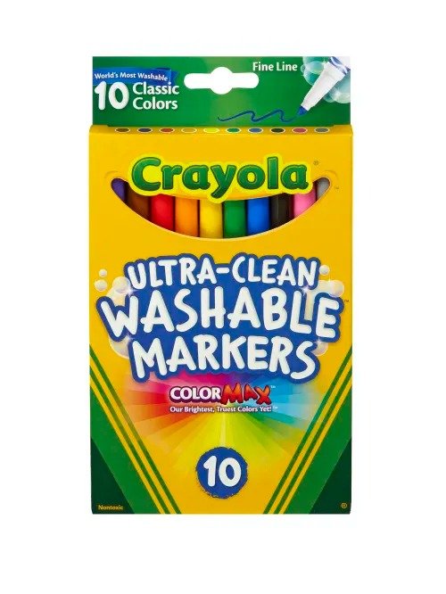 ® Ultra-Clean Washable Markers, Fine Tip, Assorted Classic Colors, Box Of 10 Item # 4682034