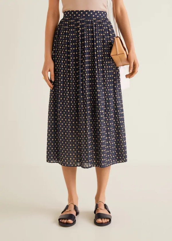 Polka-dot pleated skirt - Women | Mango USA