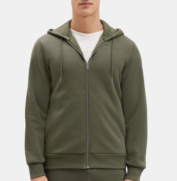 Cotton Blend Fleece Zip-Up Hoodie | Theory Outlet