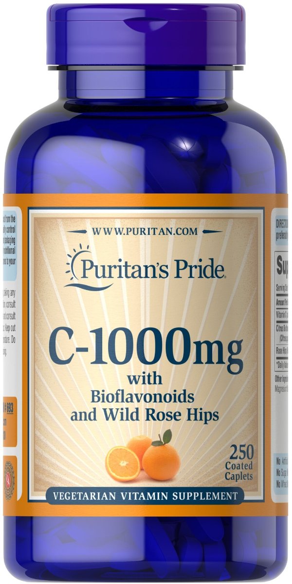 Vitamin C-1000 mg with Bioflavonoids & Rose Hips 250 Caplets | Spring Sale Supplements | Puritan's Pride
