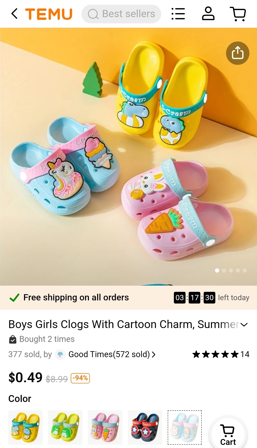 Boys Girls Clogs With Cartoon Charm