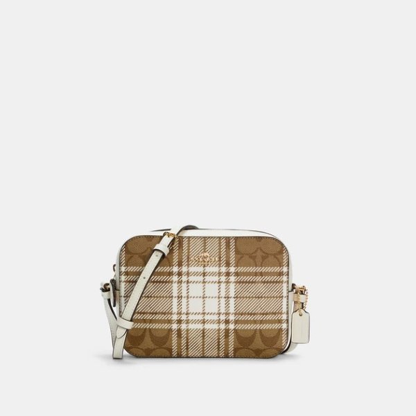Mini Camera Bag In Signature Canvas With Hunting Fishing Plaid Print