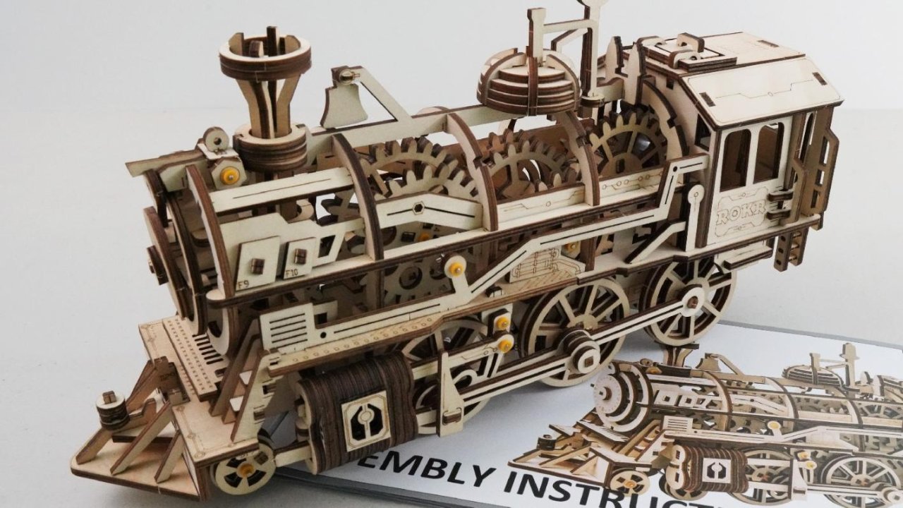 ROKR - DIY木质3D火车头 - 机械齿轮真是件伟大的发明！