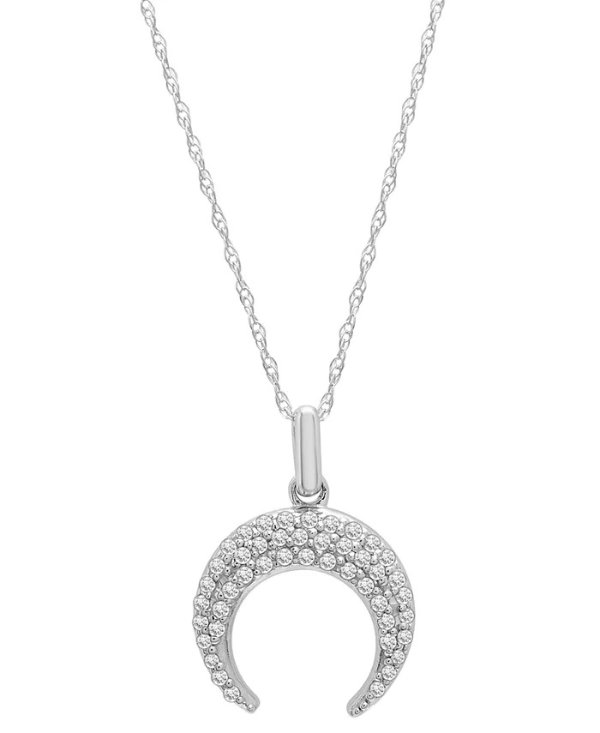 Diamond Pave Moon 18" Pendant Necklace (1/5 ct. t.w.) in 10k White Gold