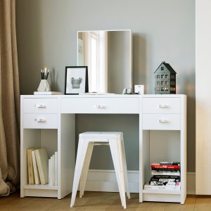 Boahaus Christina Modern Vanity Table with Mirror and 5 Drawers