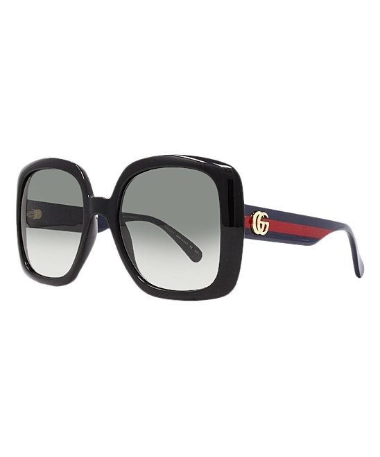 Black & Red Logo Side-Stripe Oversize Sunglasses
