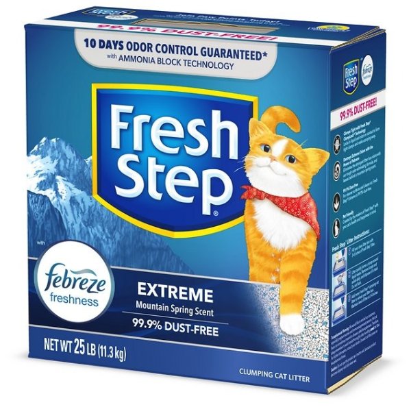 FRESH STEP Extreme Odor Control Febreze Scented Clumping Clay Cat Litter, 25-lb box - Chewy.com