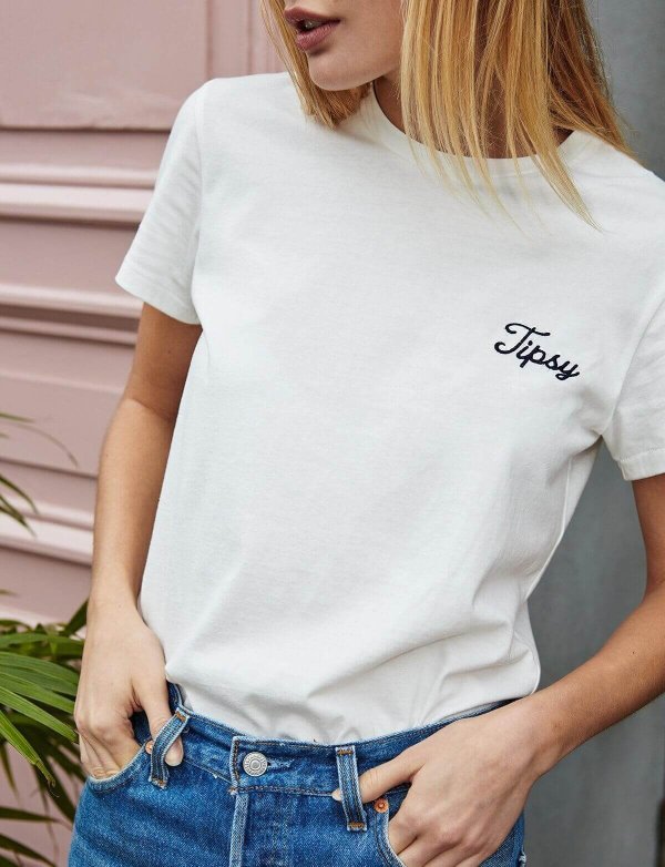 Tipsy Embroidered Tee