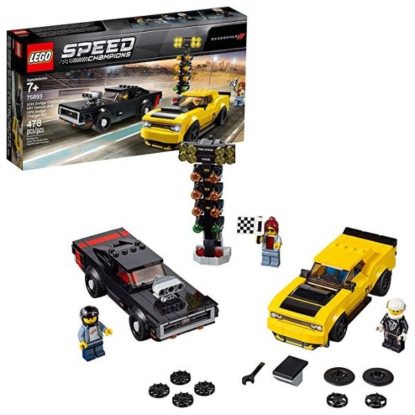 Speed Champions 2018 Dodge Challenger SRT Demon and 1970 Dodge Charger R/T 75893 Building Kit (478 Piece)