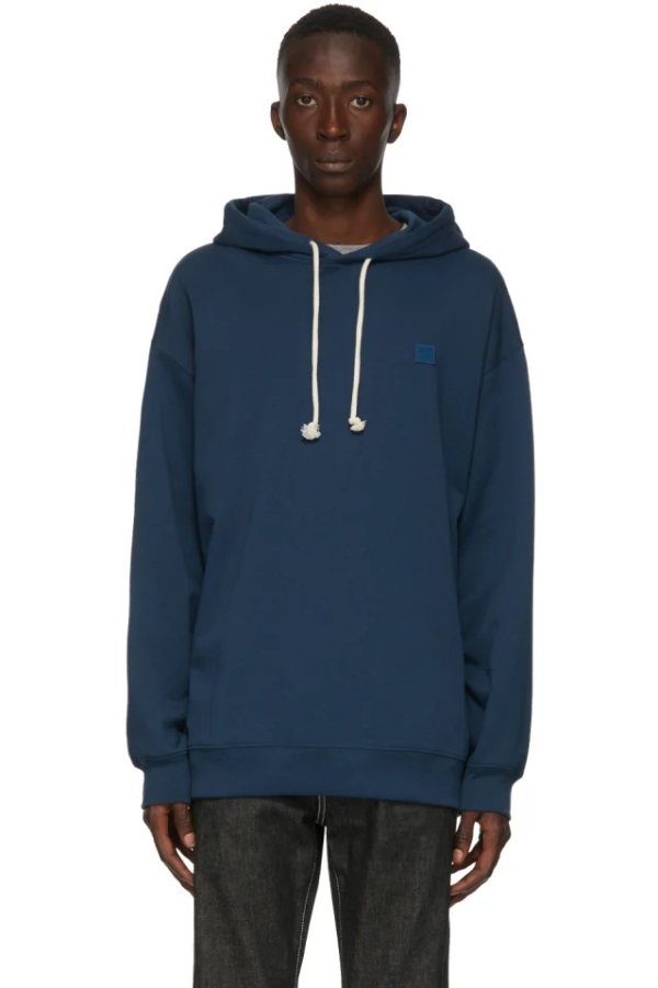 Navy Oversized Patch Hoodie