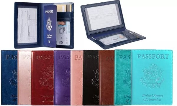RFID Passport Cover with Card Slot Holder Vaccine Card Holder Travel Wallet