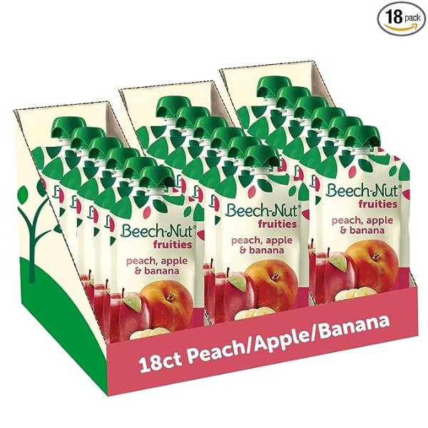 -Nut Baby Food Pouches, Peach Apple Banana Fruit Puree, 3.5 oz (18 Pack)