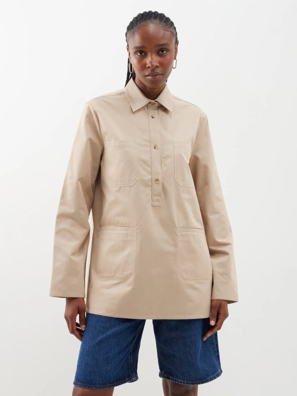 Half-button organic-cotton shirt