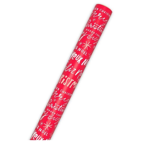 Wrapping Paper (Merry Christmas Messages on Red)1.0ea