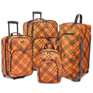 U.S. Traveler by Traveler's Choice Camarillo Orange Plaid 4-piece Casual Luggage Set