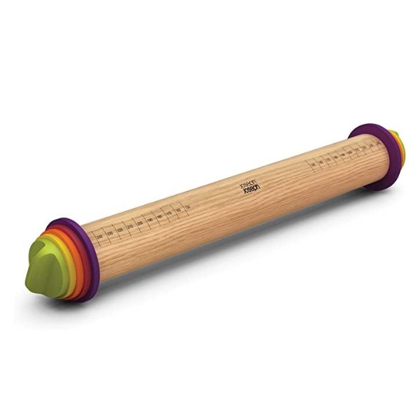 Adjustable Rolling Pin with Removable Rings, 13.6", Multi-Color