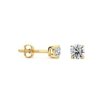Incredible Value On .28 Carat Fine Colorless Diamond Earrings in 14k Yellow Gold. Great Clarity, Very Sparkly!
