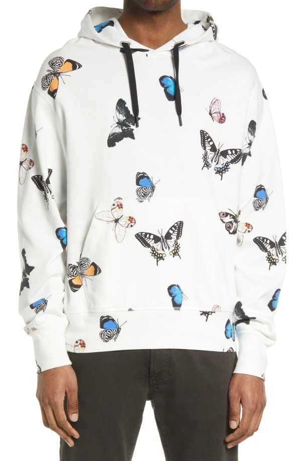 City Terry Butterfly Print Hoodie