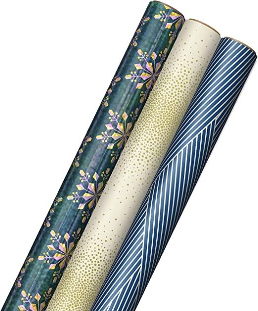 Holographic Holiday Wrapping Paper with Cut Lines on Reverse (3 Rolls: 80 sq. ft. ttl)