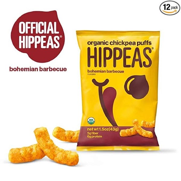 HIPPEAS 有机天然鹰嘴豆泡芙零食 烧烤口味 12包装
