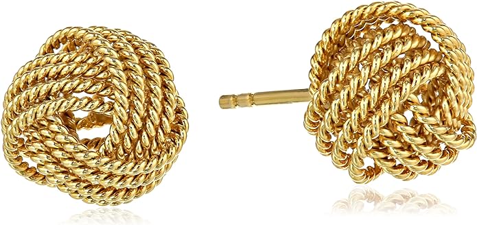 Amazon.com: Amazon Essentials Yellow Gold Plated Sterling Silver Twisted Love Knot Stud Earrings : Clothing, Shoes &amp; Jewelry