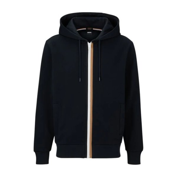 cotton-blend hoodie with signature-stripe zip front