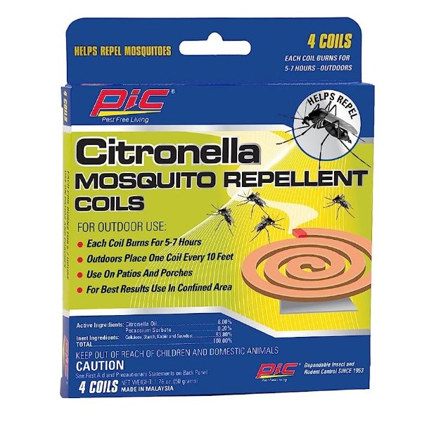 PIC CIT-COIL-4 Mosquito Repellent Citronella Coils,Multi