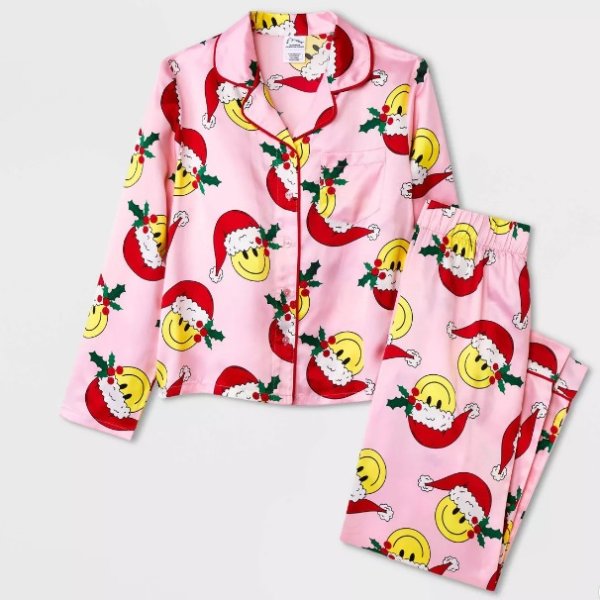 Girls' 2pc Satin Long Sleeve Coat Pajama Set - art class™