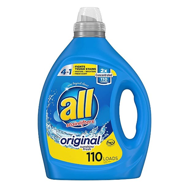 Liquid Laundry Detergent, Stainlifter Fights Tough Stains, for Messy Fun Families, 2X Concentrated, 110 Loads