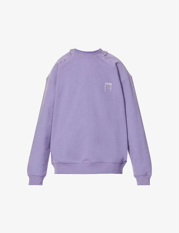 Logo-embroidered dropped-shoulder cotton-jersey sweatshirt