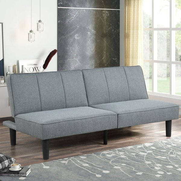 Studio Futon Gray Linen Upholstery