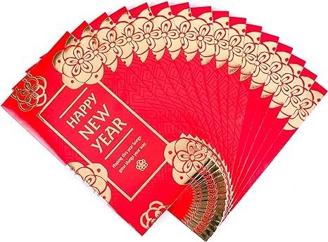 Chinese New Year Cards 2024, Money or Gift Card Holders (16 Year of The Snake Red Envelopes)