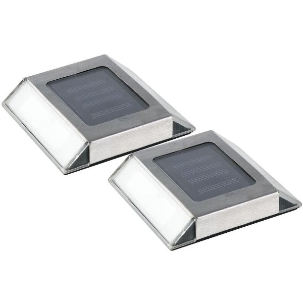 Solar Powered Stainless Steel Outdoor Integrated LED Pathway Light (2-Pack)