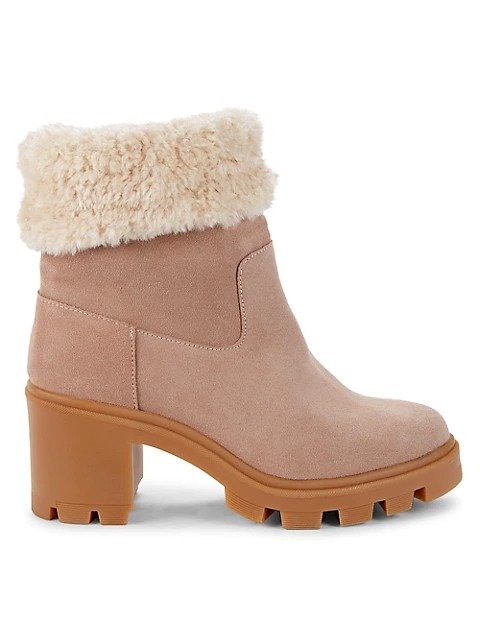 Margo Faux Fur-Trim & Lined Suede Booties