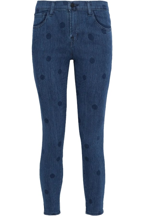 835 cropped polka-dot mid-rise skinny jeans